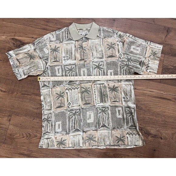 Tori Richard Cotton Lawn Palm Tree Tribal Hawaiian Mens Large Polo Shirt Beach - Picture 5 of 9